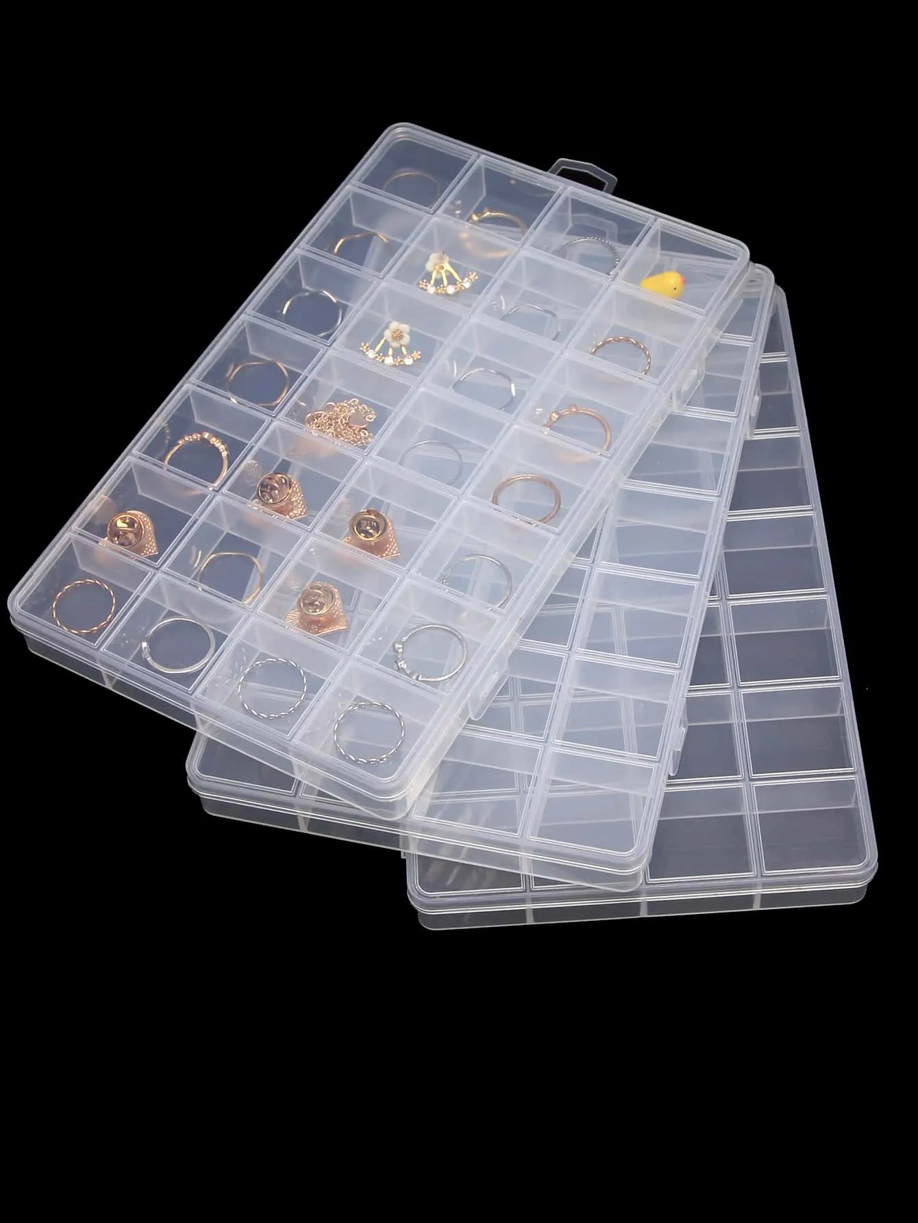 1pc 28-grid Jewelry Storage Box, Transparent Multifunctional DIY Art Craft Nail Tip Drill Jewelry Earring Beads Finishing Box