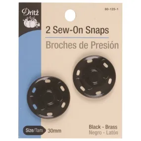 30 MM Black Sew-On Snaps S-80-125-1