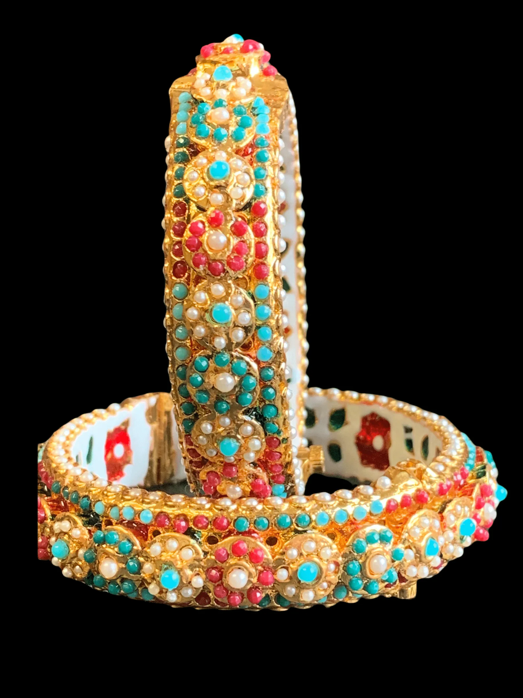 B48 Navratan  rajwadi style bangles (READY TO SHIP   )