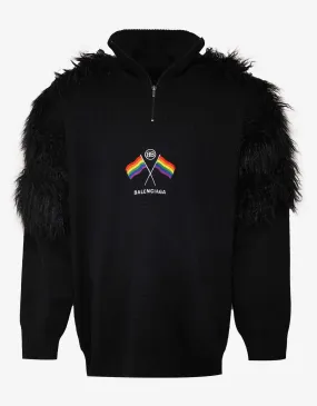 Balenciaga Black LGBTQ Flag Zip Up Turtleneck Sweater