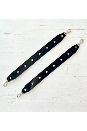 Black Vegetable Tanned Leather with Holes Short Strap