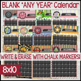 BLANK Calendar {Faux Chalkboard} PRINTABLE