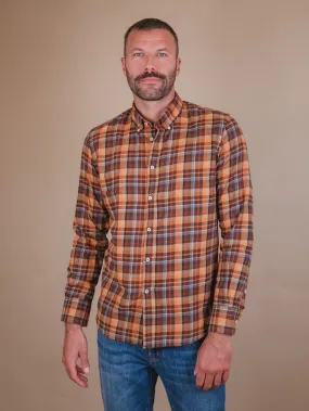 CAMICIA BUTTON DOWN IN FANTASIA TARTAN arancio