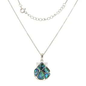 Clam Shell Necklace with Abalone Shell and White Crystals in Sterling Silver