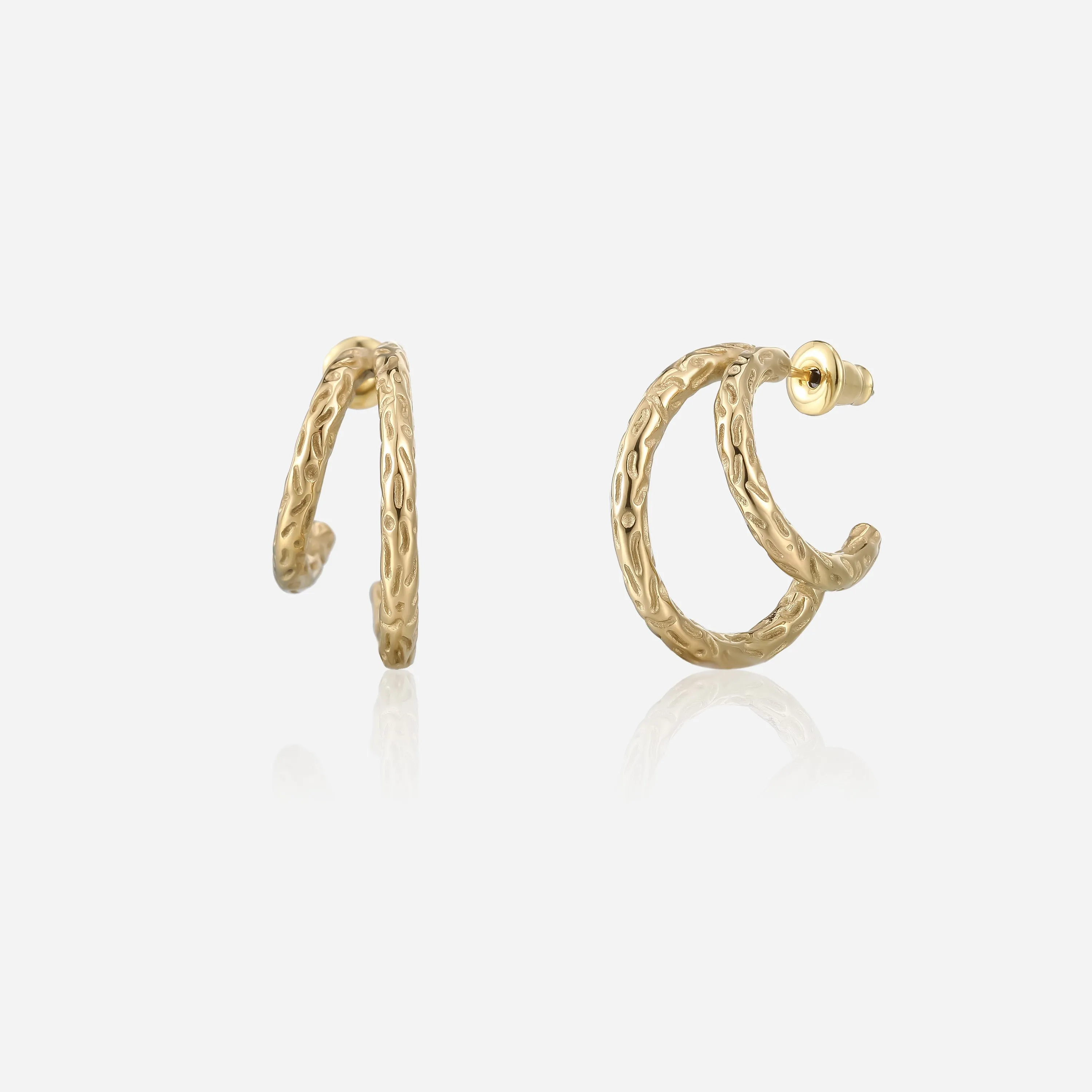 Clara Double Textured Hoops