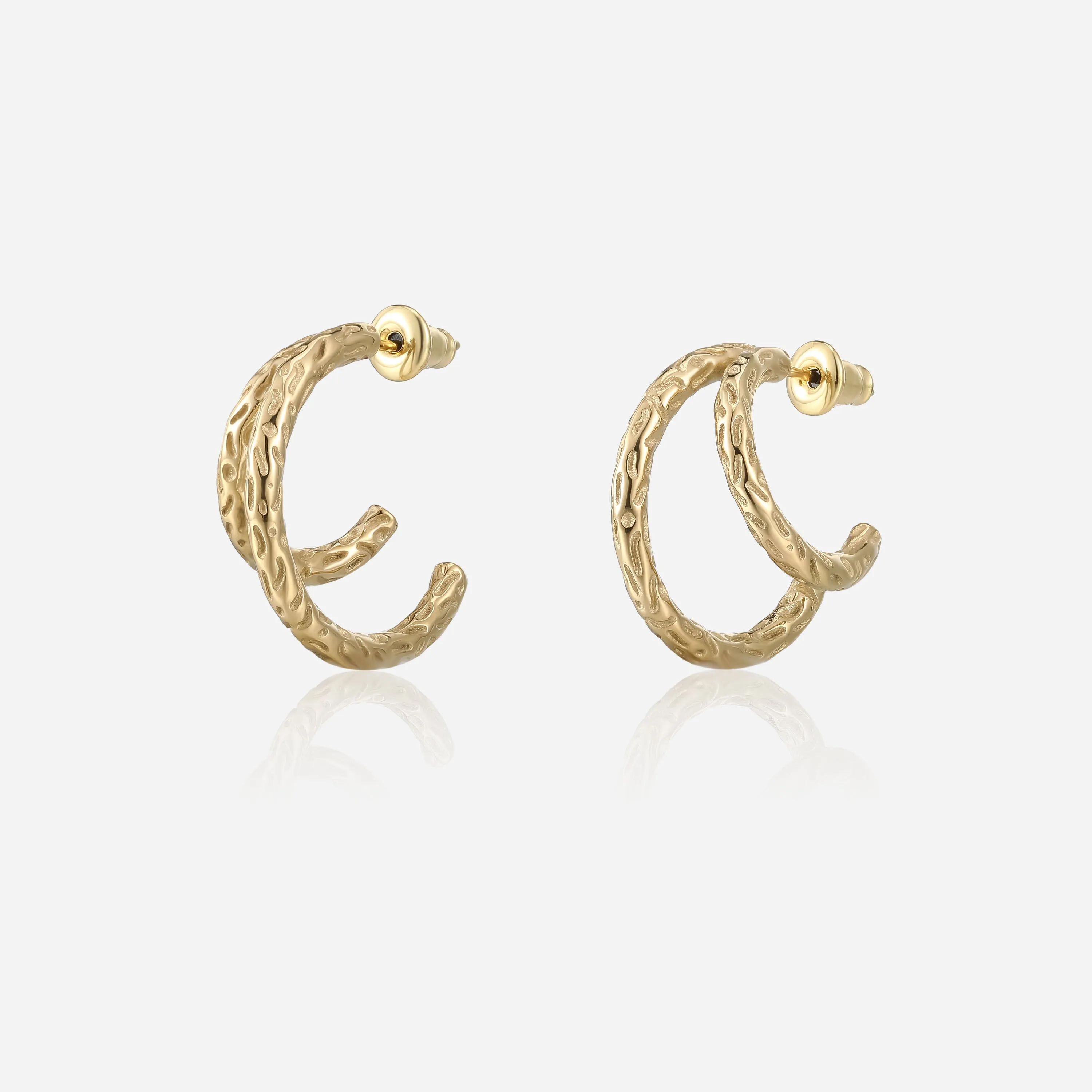 Clara Double Textured Hoops