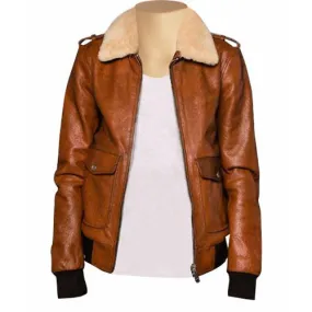 Dominic's bomber style leather jacket with fur collar