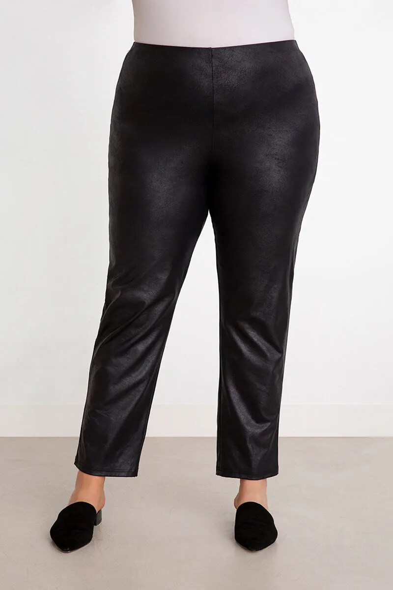 Faux Leather Narrow Pant Midi Plus | Onyx