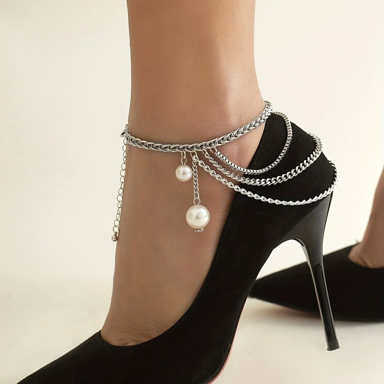 Gorgeous Faux Pearl Layered Anklet - Perfect for Any Occasion!