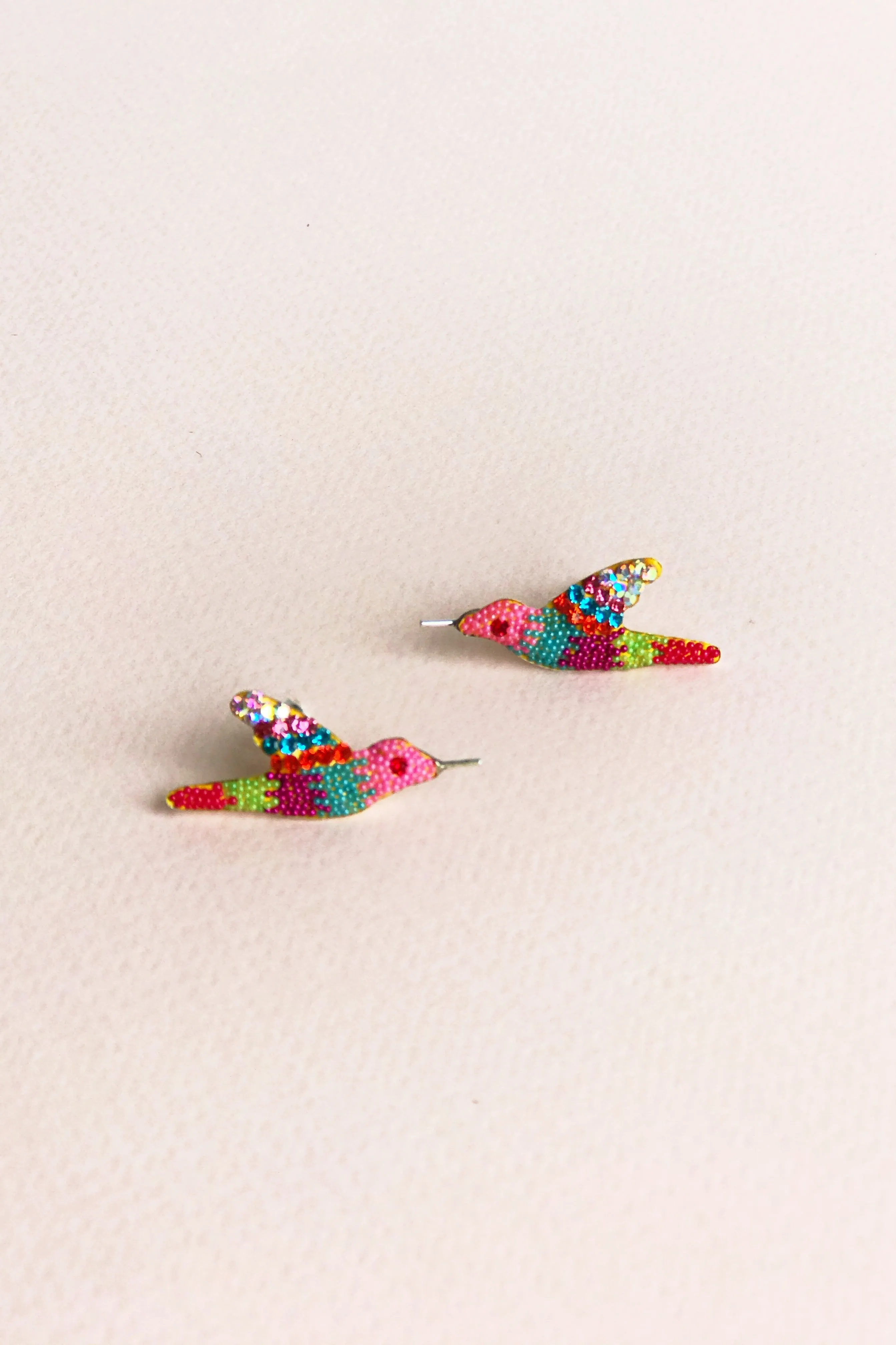 HUMMINGBIRD EARRINGS / RAINBOW COLORWAY