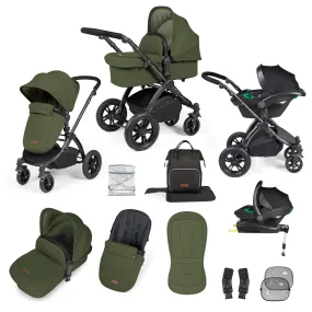 Ickle Bubba Stomp Luxe All-in-One I-Size Travel System With Isofix Base - Black / Woodland / Black