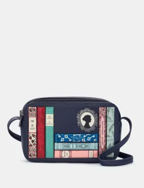 Jane Austen Bookworm Navy Leather Porter Cross Body Bag