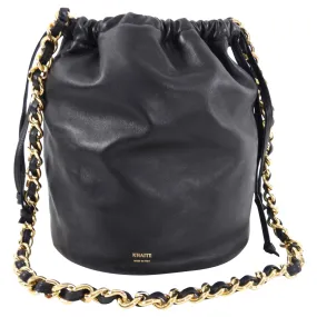 Khaite Black Leather Aria Bucket Bag with Chain Strap