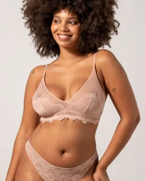 Lace Mesh Triangle Bralette Nude