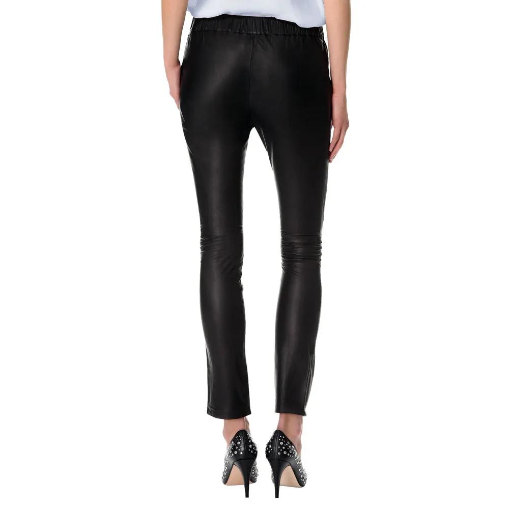 Leather pants with elastic waist and laces (style #12)