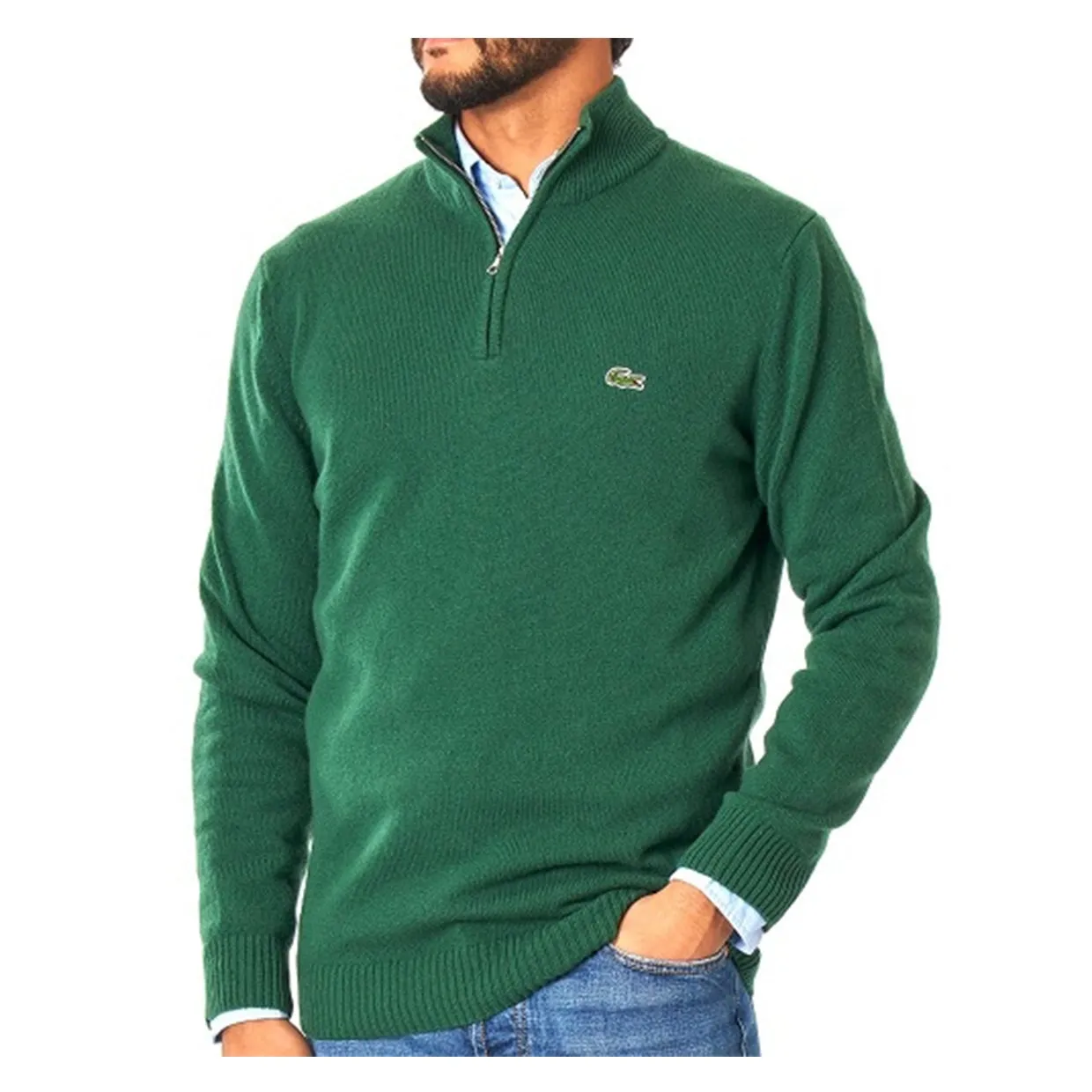 Maglione Lacoste 1/2 Zip Verde