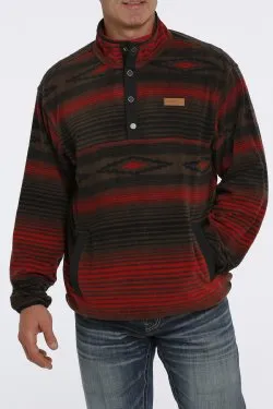 Men's Cinch Aztec Print Polar Fleece Pullover - Brown