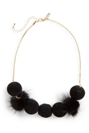 Natasha Accessories Fuzzy Pompom Necklace