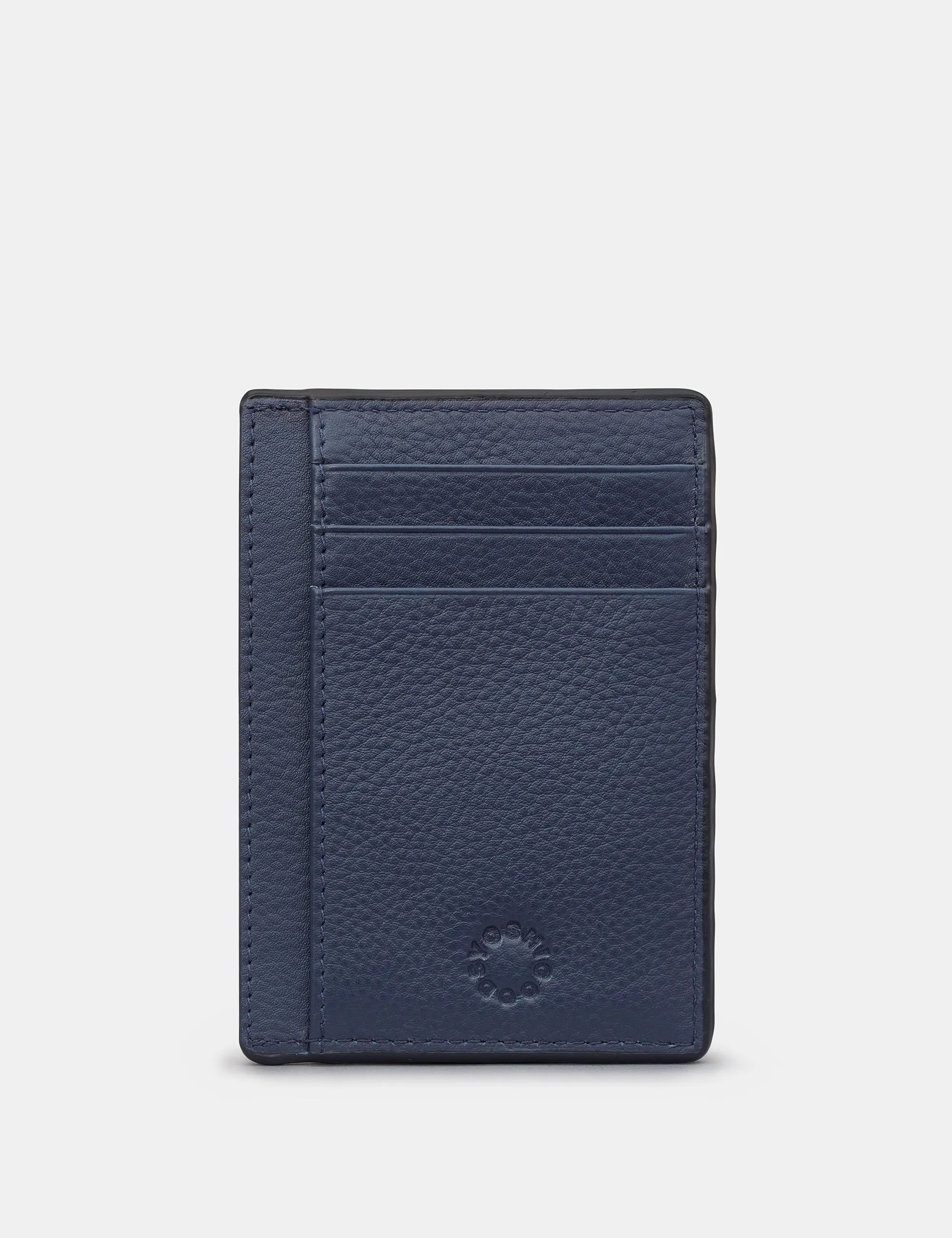 Navy Leather Card Holder With ID Window