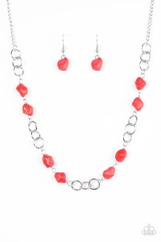 Paparazzi Accessories - Bedrock Bounty #N190 Box 2 - Red Necklace