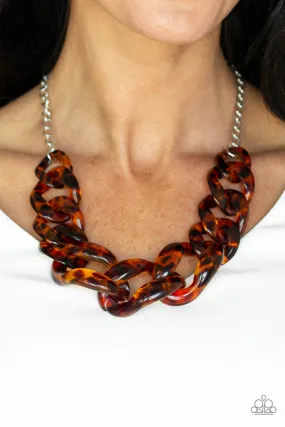 Paparazzi Accessories  - Red HAUTE Mama  #N510 Peg - Brown Necklace