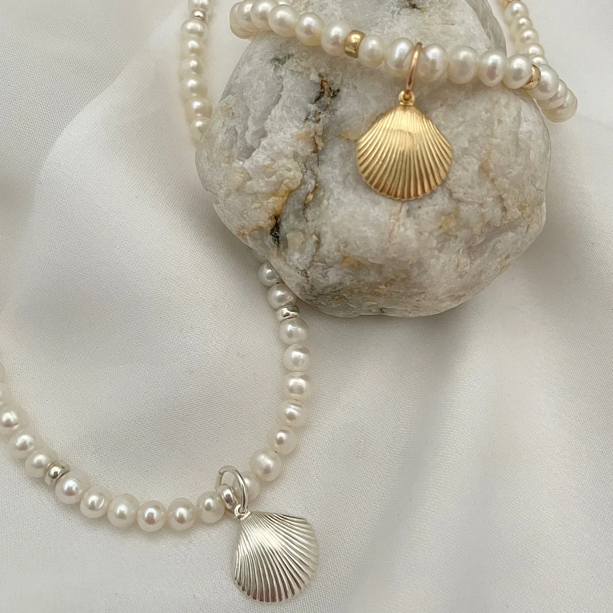 Pearl and Seashell Charm Choker