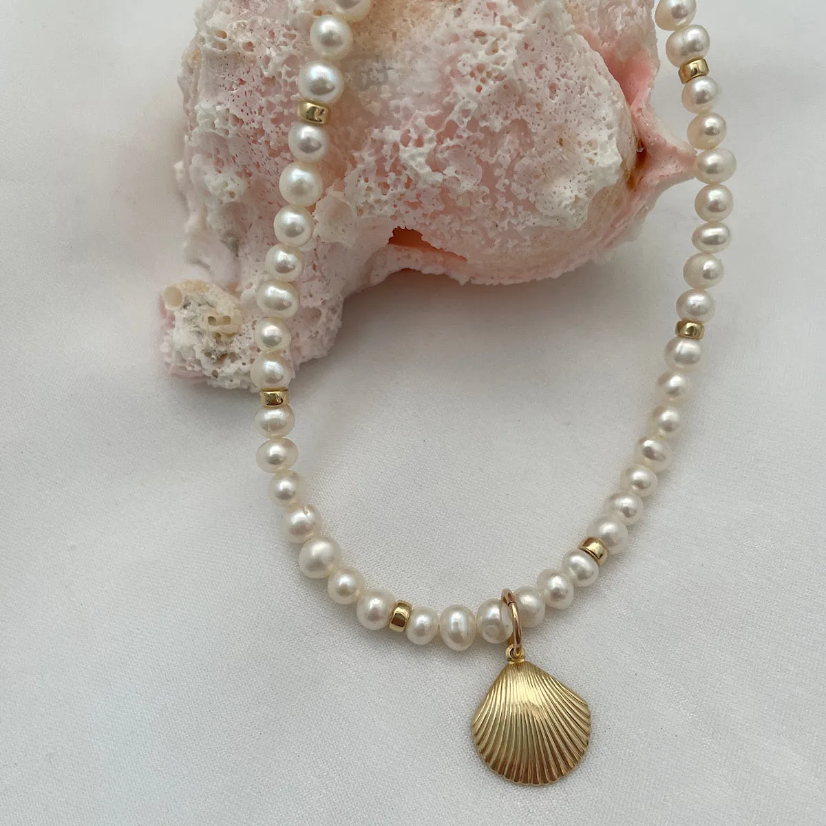 Pearl and Seashell Charm Choker