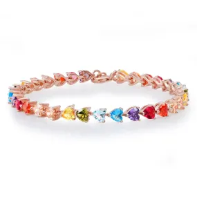 Rainbow Heart Tennis Bracelet