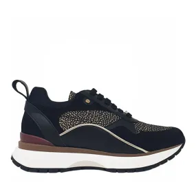 Scarpe Donna BORBONESE Sneakers Running in Pelle Nera con Inserti in Tessuto OP Naturale