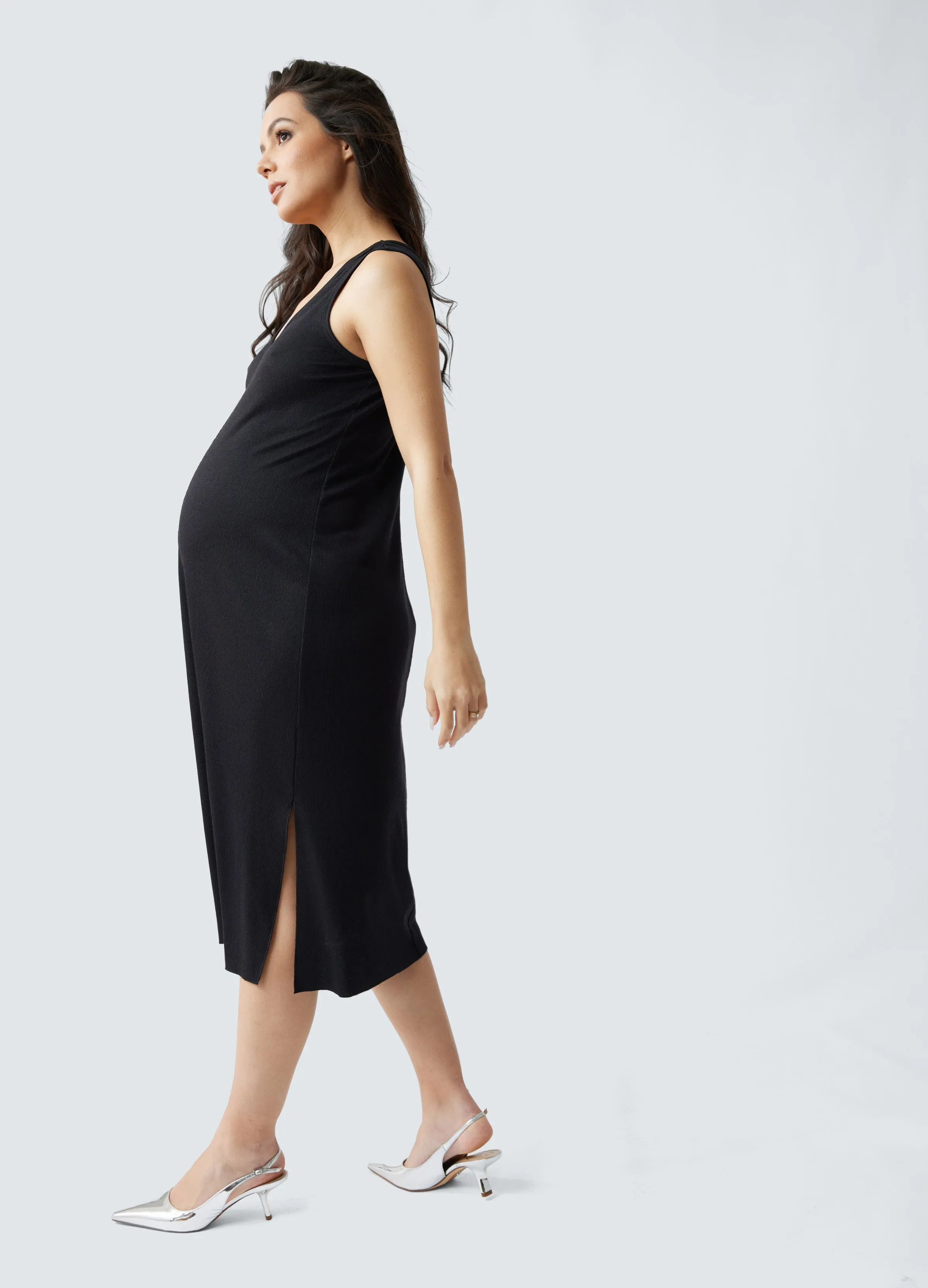 Sleeveless V-Neck Maternity Dress