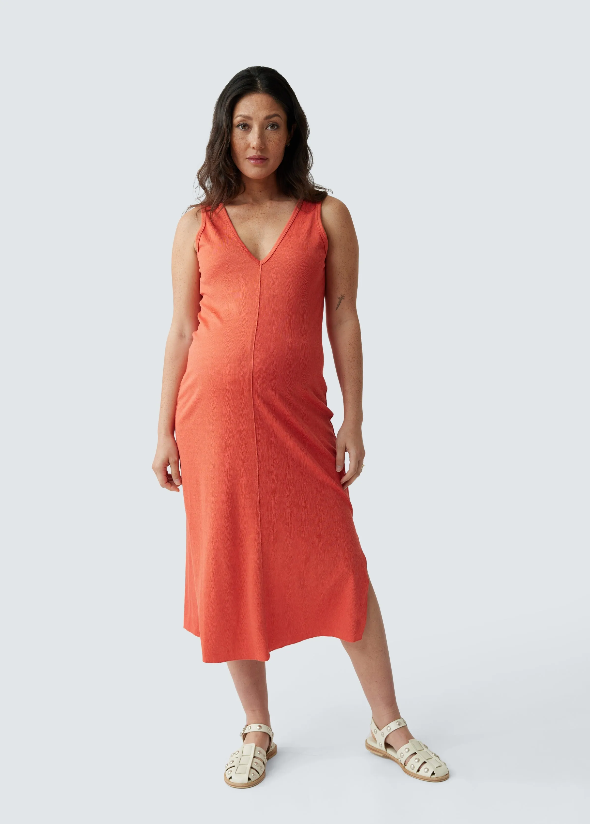 Sleeveless V-Neck Maternity Dress