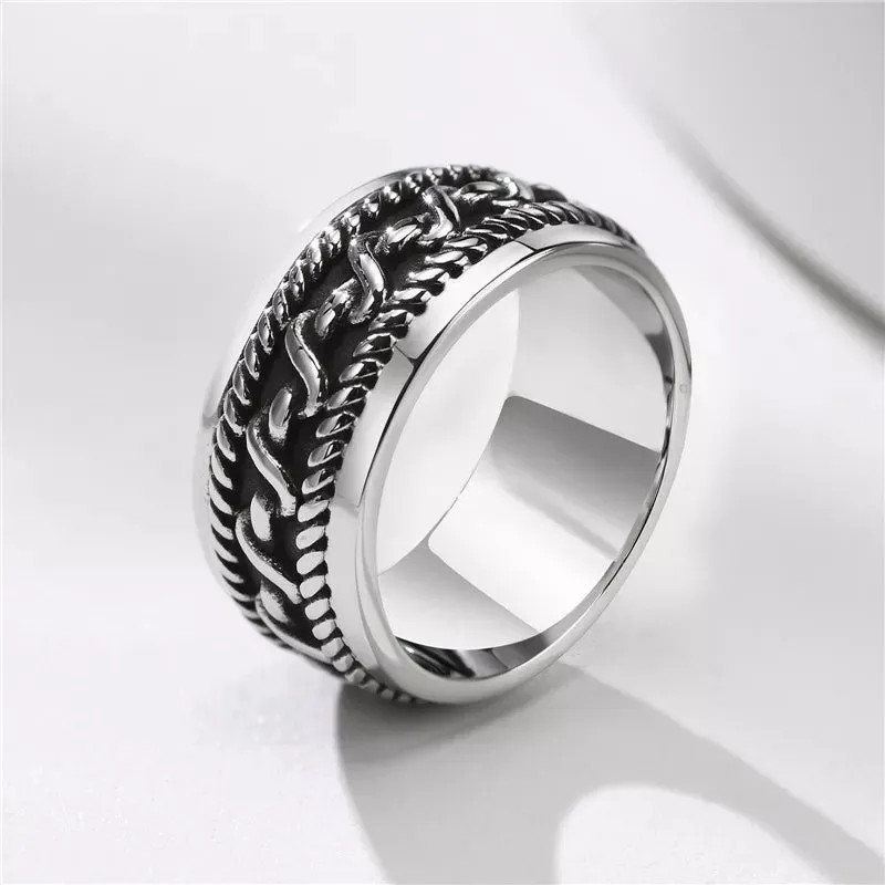 Stainless Steel Twisted Rope Ring