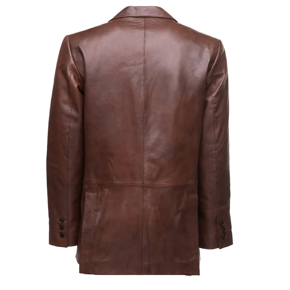 Two-tone Brown leather blazer