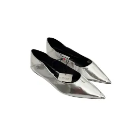 ZARA Silver Metallic Mirror Pointed Flats | Brand New |